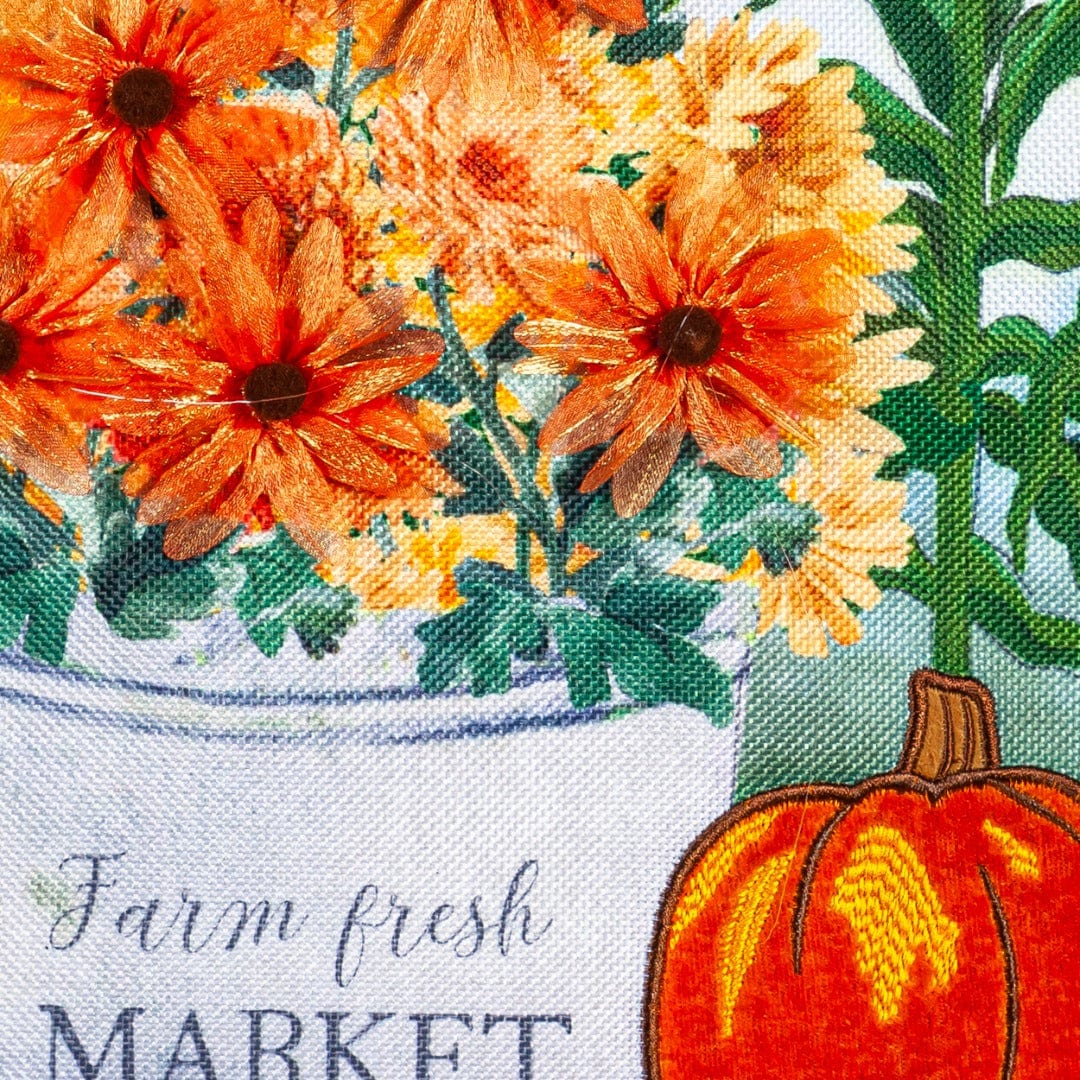 Farm Fresh Market Fall Garden Flag 2 Sided Burlap heartlandflags