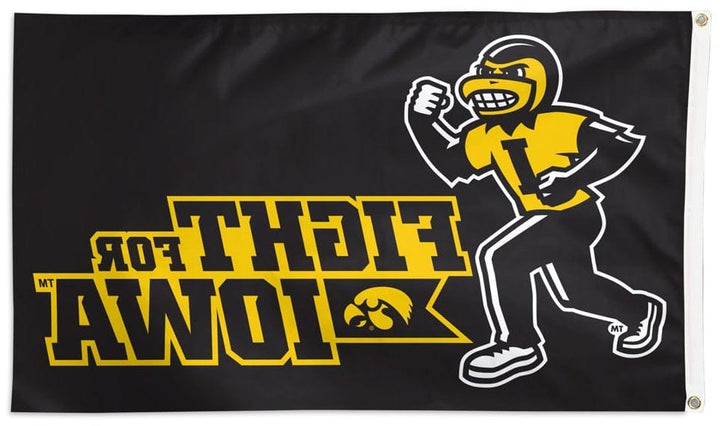 Fight For Iowa Flag 3x5 Black Hawkeyes heartlandflags