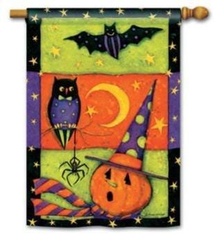 Halloween Night Owl Flag 2 Sided Decorative Banner heartlandflags