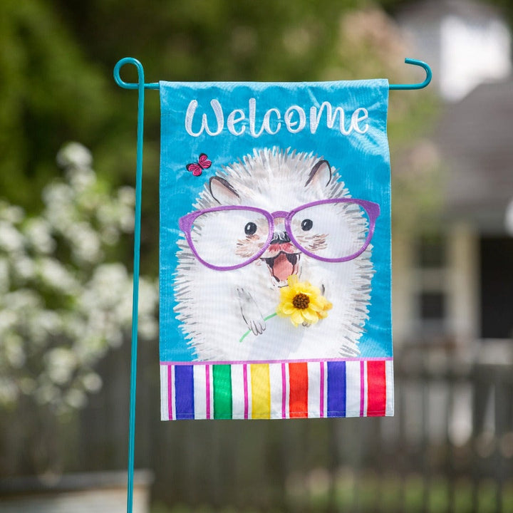 Hedgehog Pal Garden Flag 2 Sided Welcome heartlandflags