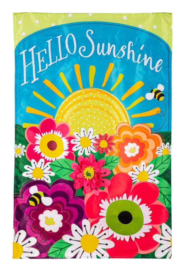 Hello Sunshine Banner 2 Sided Applique Flag heartlandflags