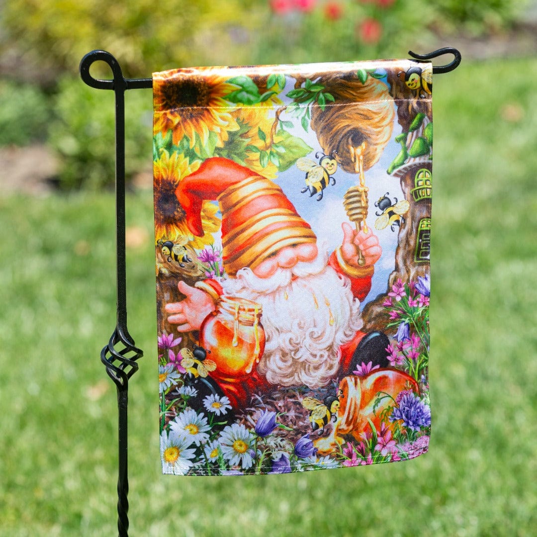 Honeybee Gnome Summer Garden Flag 2 Sided heartlandflags