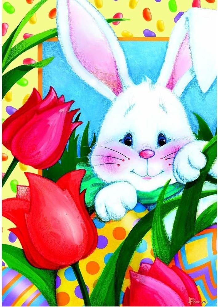 Jelly Bean Bunny Easter Garden Flag 2 Sided heartlandflags