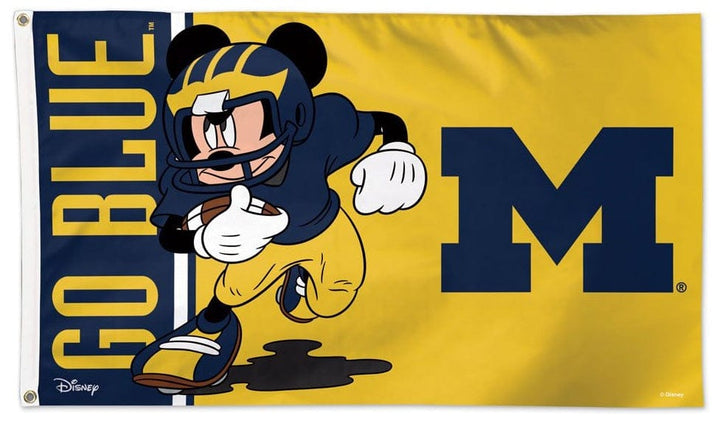 Michigan Wolverines Mickey Mouse Flag 3x5 Disney Go Blue Football heartlandflags