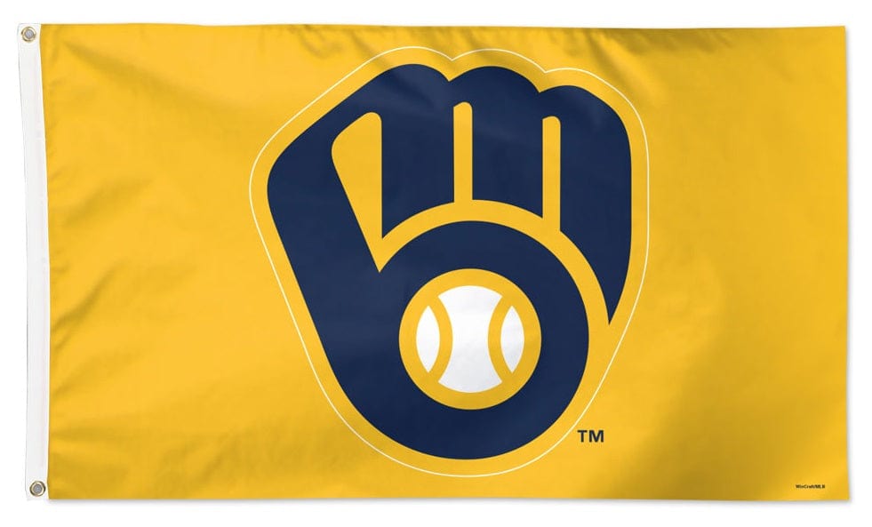 Milwaukee Brewers Flag 3x5 Glove Logo Yellow heartlandflags