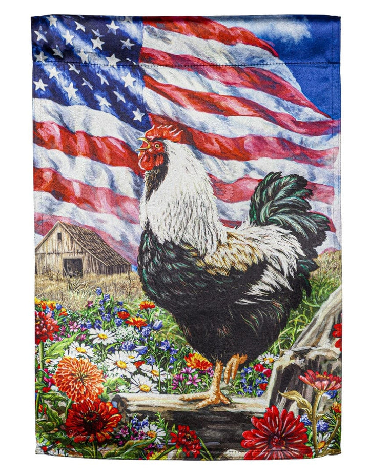 Morning In America Patriotic Garden Flag 2 Sided Rooster heartlandflags