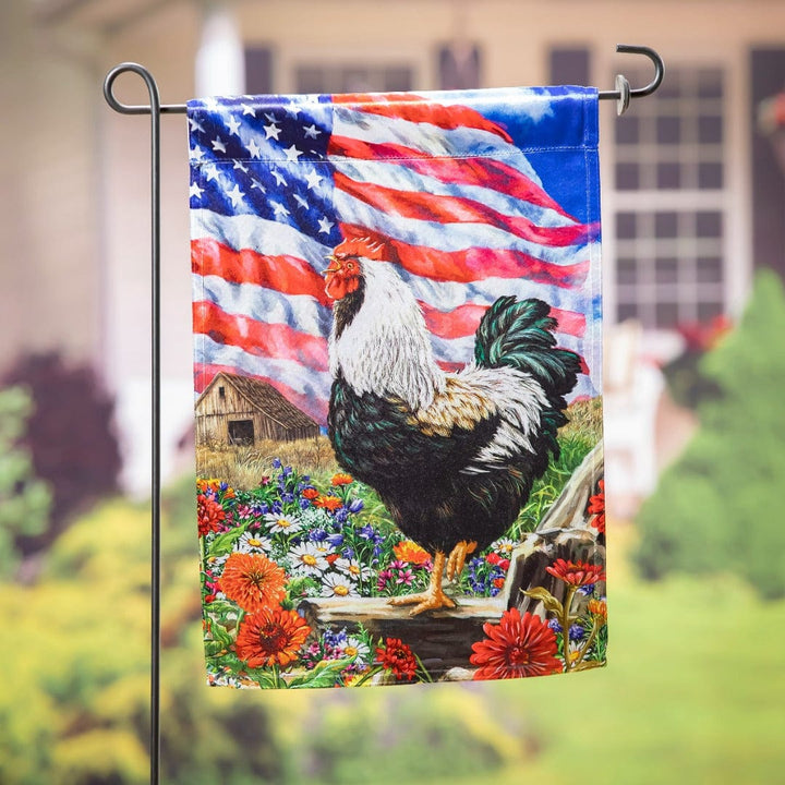 Morning In America Patriotic Garden Flag 2 Sided Rooster heartlandflags