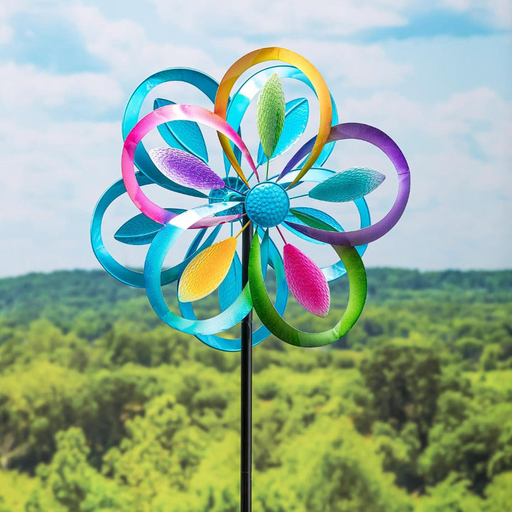 Multi Color Rings Wind Spinner 75 Inches Tall heartlandflags