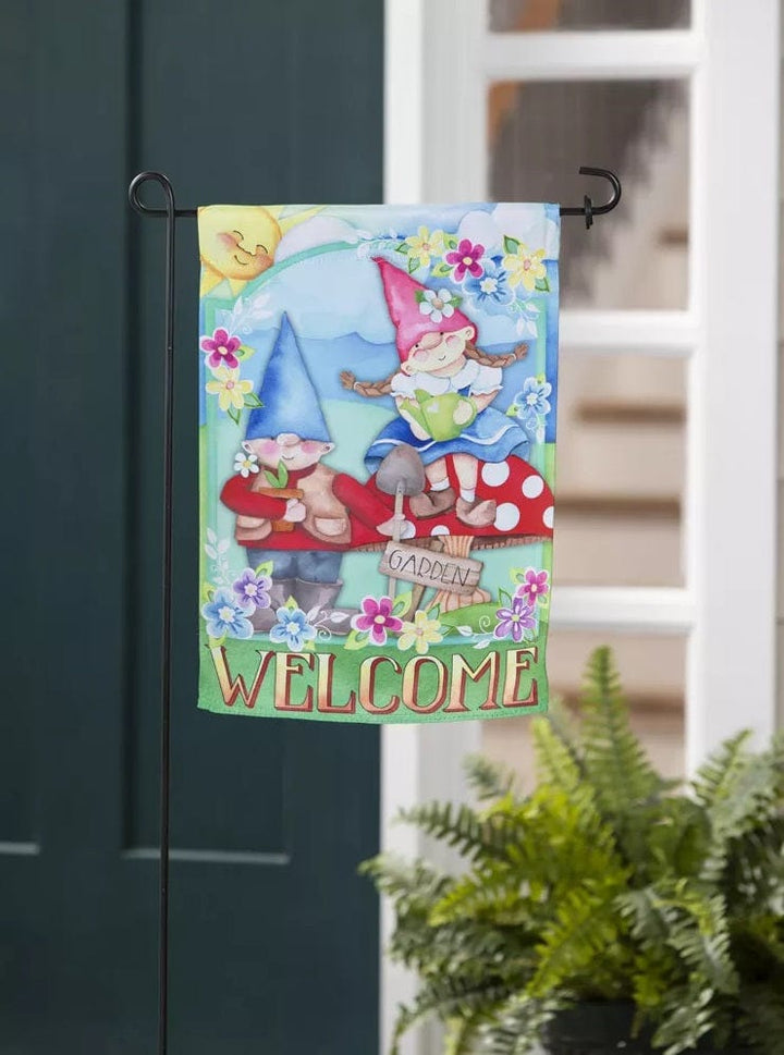 Pair Of Garden Gnomes Garden Flag 2 Sided Welcome heartlandflags