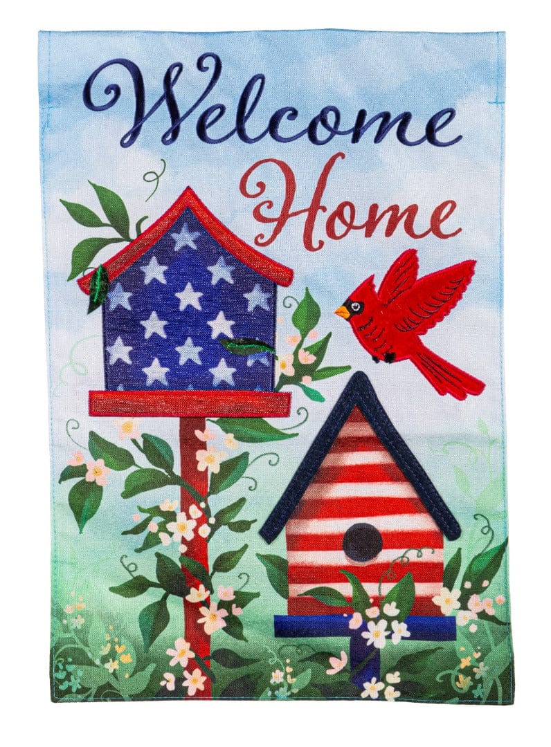 Patriotic Birdhouse Welcome Garden Flag 2 Sided heartlandflags