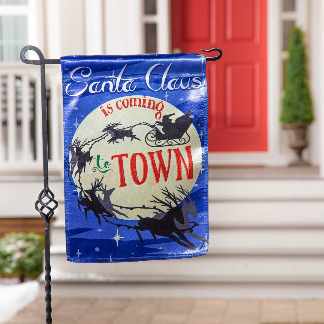 Santa Is Coming To Town Christmas Garden Flag 2 Sided heartlandflags