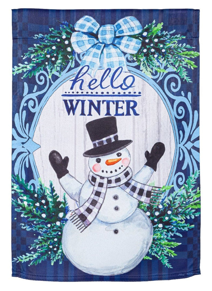 Snowman Winter Garden Flag 2 Sided Hello Winter heartlandflags