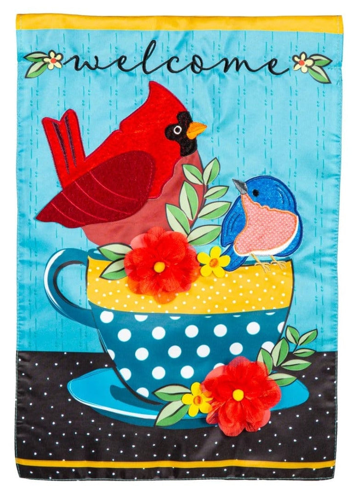 Songbirds Welcome Garden Flag Applique 2 Sided heartlandflags