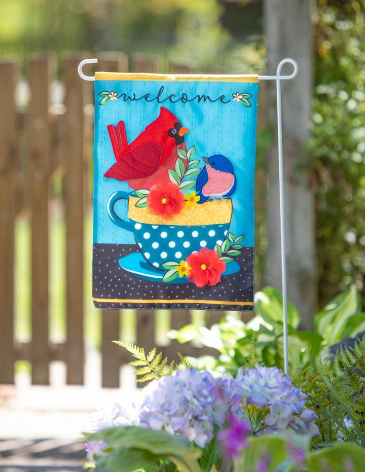 Songbirds Welcome Garden Flag Applique 2 Sided heartlandflags