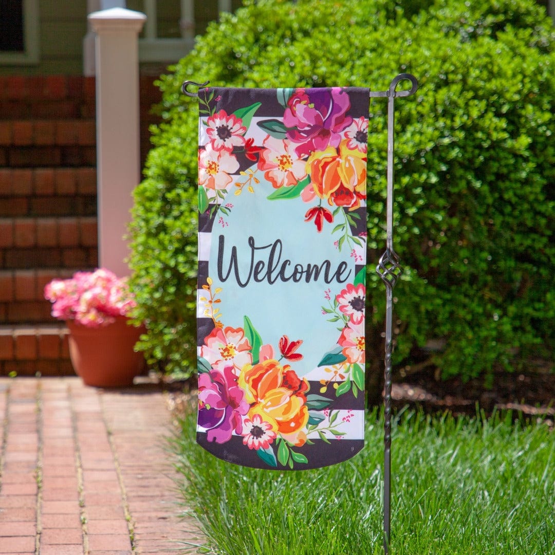 Stripes and Flowers Long Garden Flag 2 Sided XL heartlandflags