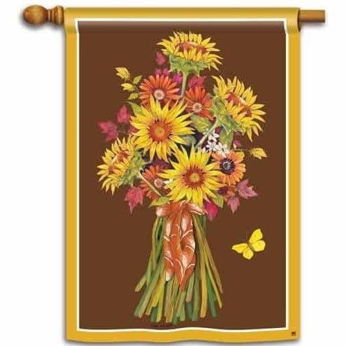 Sunflower Bouquet Flag 2 Sided Autumn Fall Banner heartlandflags