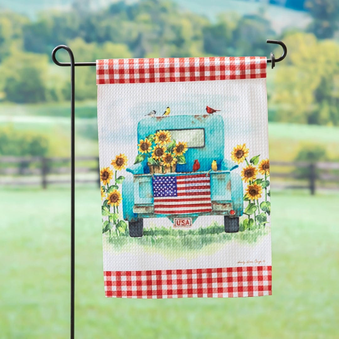 Sunflower Truck Garden Flag 2 Sided Patriotic heartlandflags