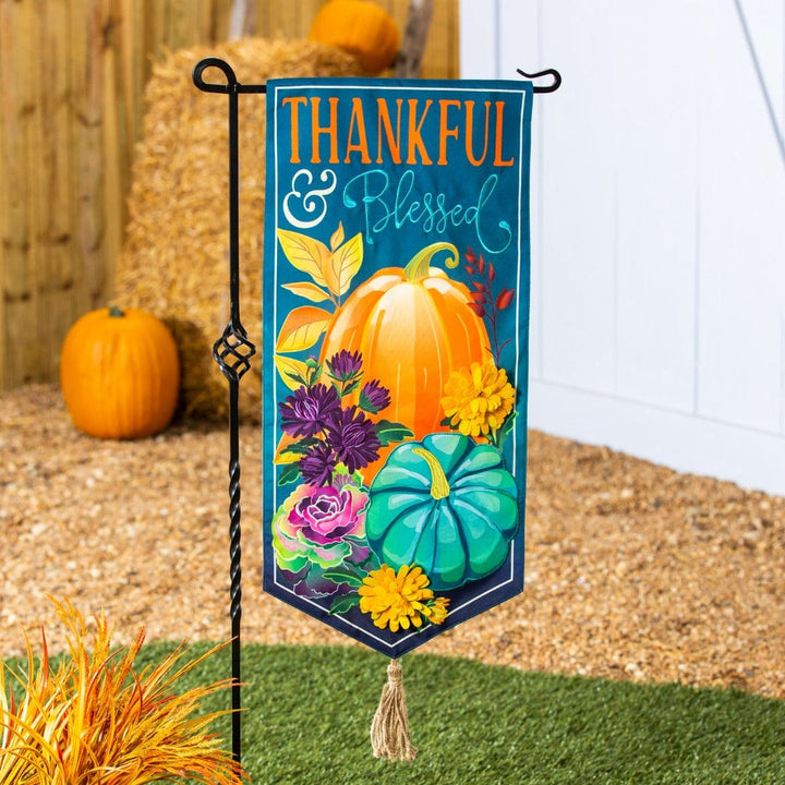 Thankful and Blessed Thanksgiving Garden Flag 2 Sided XL heartlandflags