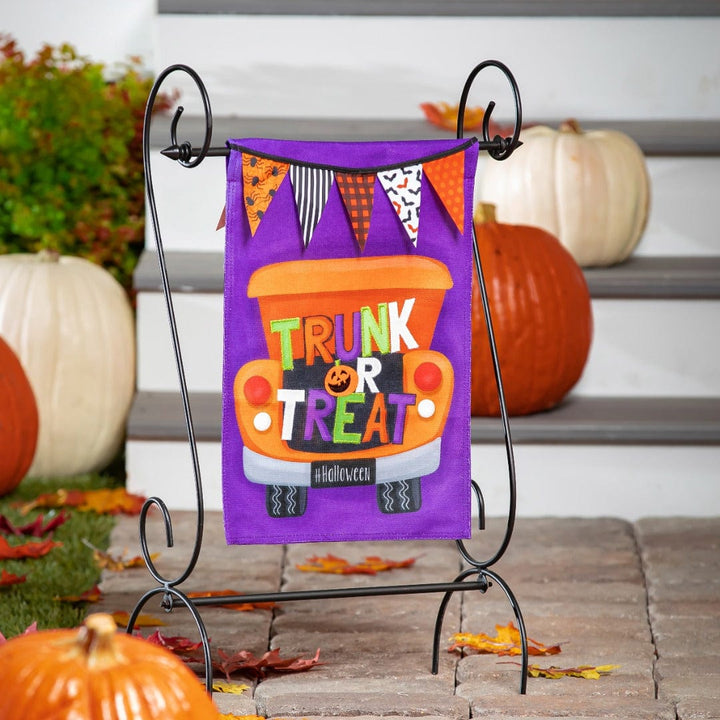 Trunk or Treat Halloween Garden Flag 2 Sided Burlap heartlandflags