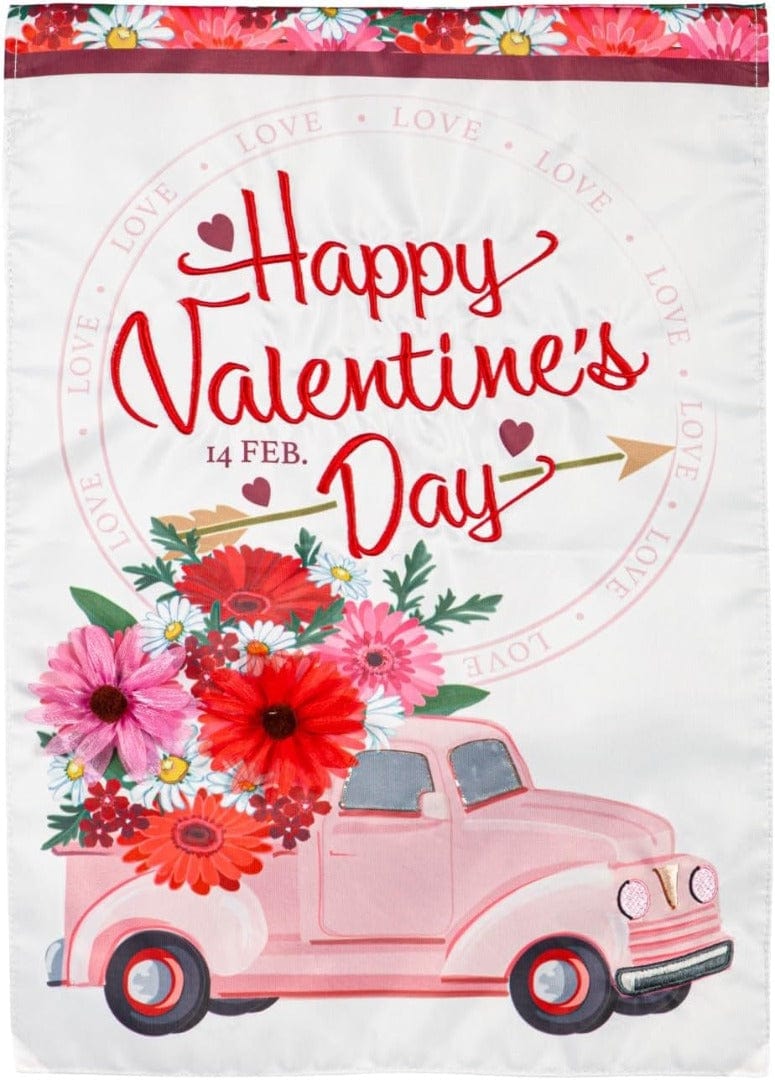 Valentine Flower Truck Banner 2 Sided Applique House Flag heartlandflags