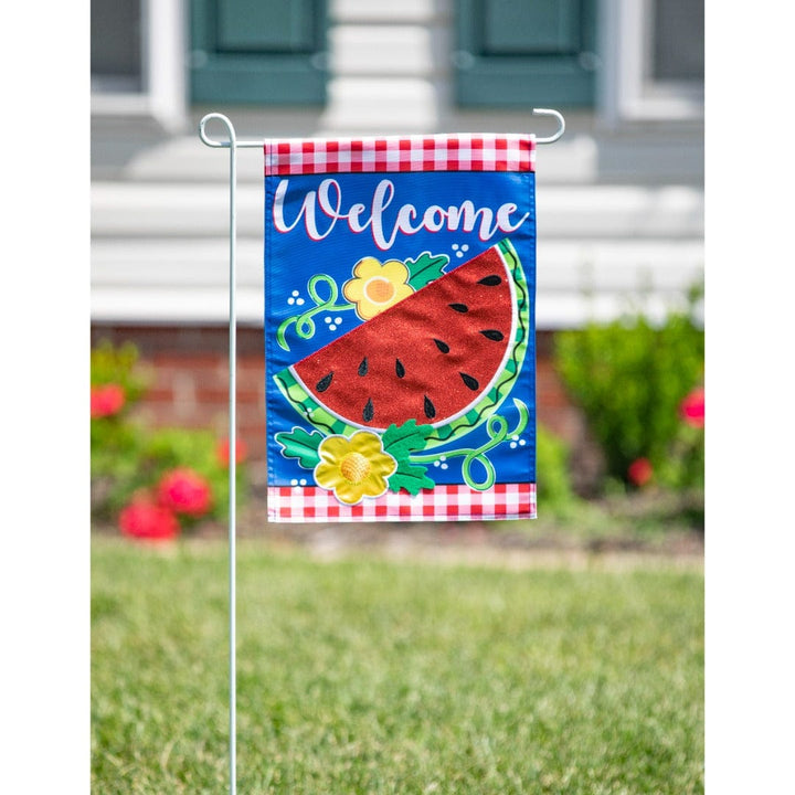 Watermelon Welcome Summer Garden Flag 2 Sided Applique heartlandflags