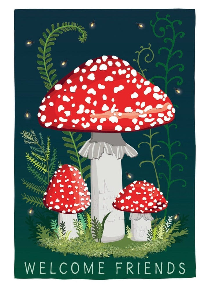 Welcome Friends Mushroom Garden Flag 2 Sided heartlandflags