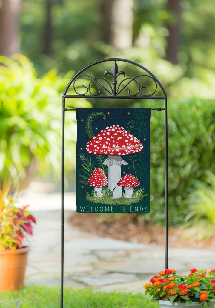 Welcome Friends Mushroom Garden Flag 2 Sided heartlandflags