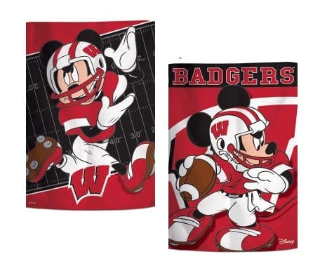 Wisconsin Badgers Garden Flag 2 Sided Disney Mickey Mouse heartlandflags