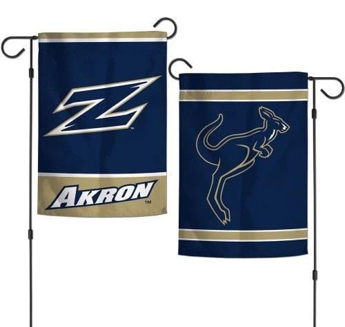 Akron Zips Garden Flag 2 Sided Double Logo heartlandflags