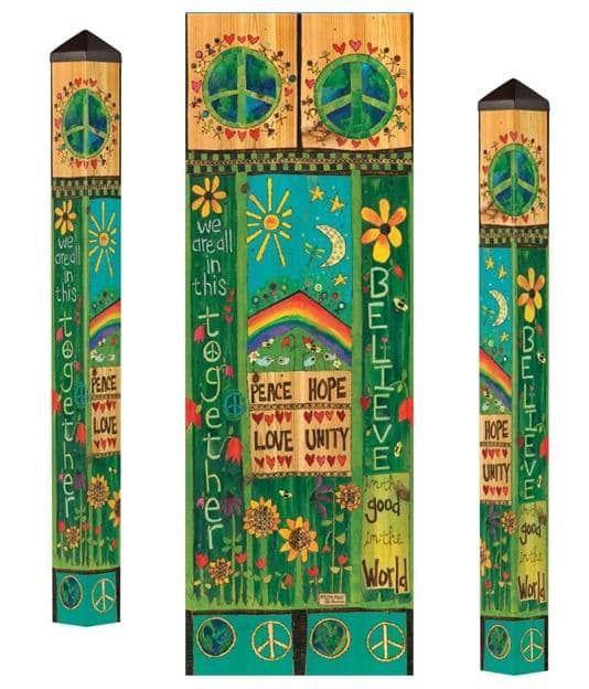 All In This Together Art Pole 5 Feet Tall Peace Hope Love Unity heartlandflags