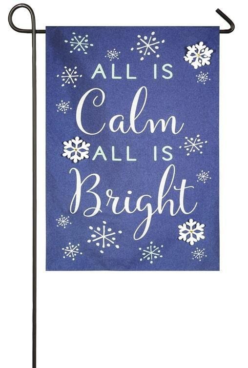 All Is Calm Christmas Garden Flag 2 Sided Snowflakes heartlandflags