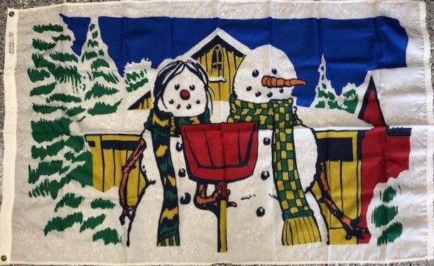 American Gothic Snowman Winter Flag 3x5 heartlandflags