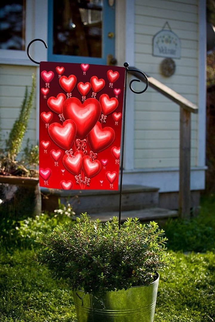 Balloon Hearts Valentine Garden Flag 2 Sided heartlandflags