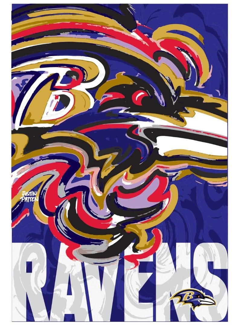 Baltimore Ravens Garden Flag Justin Patten 2 Sided heartlandflags