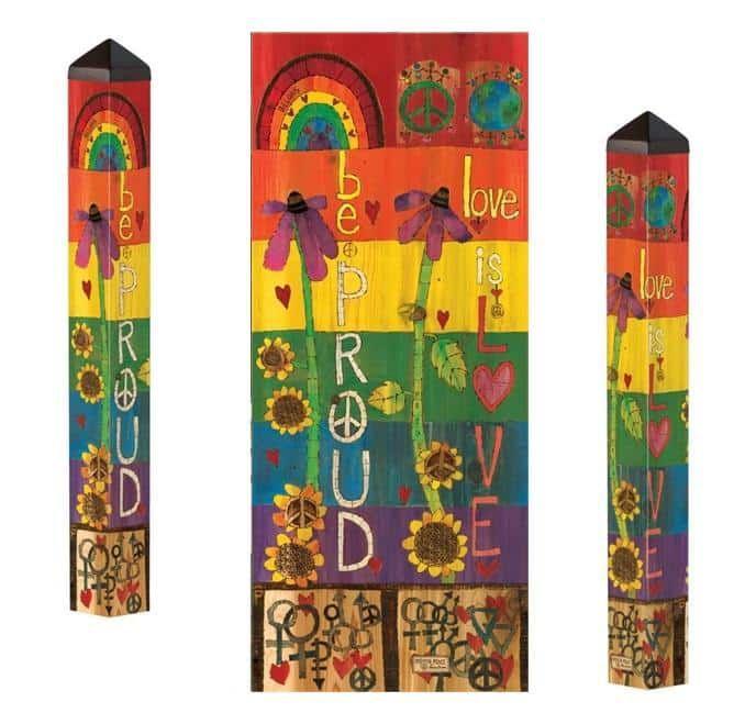 Be Proud Art Pole 40 Inches Tall Love Is Love Rainbow heartlandflags