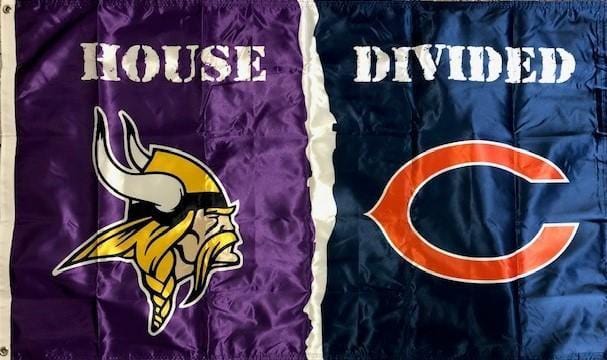 Bears vs Vikings Rivalry 2 Sided 3x5 House Divided heartlandflags