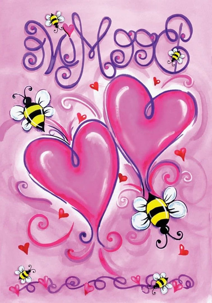 Bee Mine Valentine Banner House Flag heartlandflags