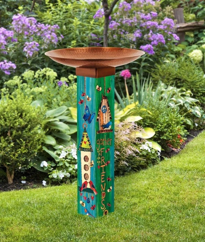 Bird Tweets Bird Bath With Copper Bowl heartlandflags