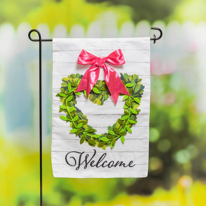 Boxwood Heart Valentine Garden Flag 2 Sided Welcome heartlandflags