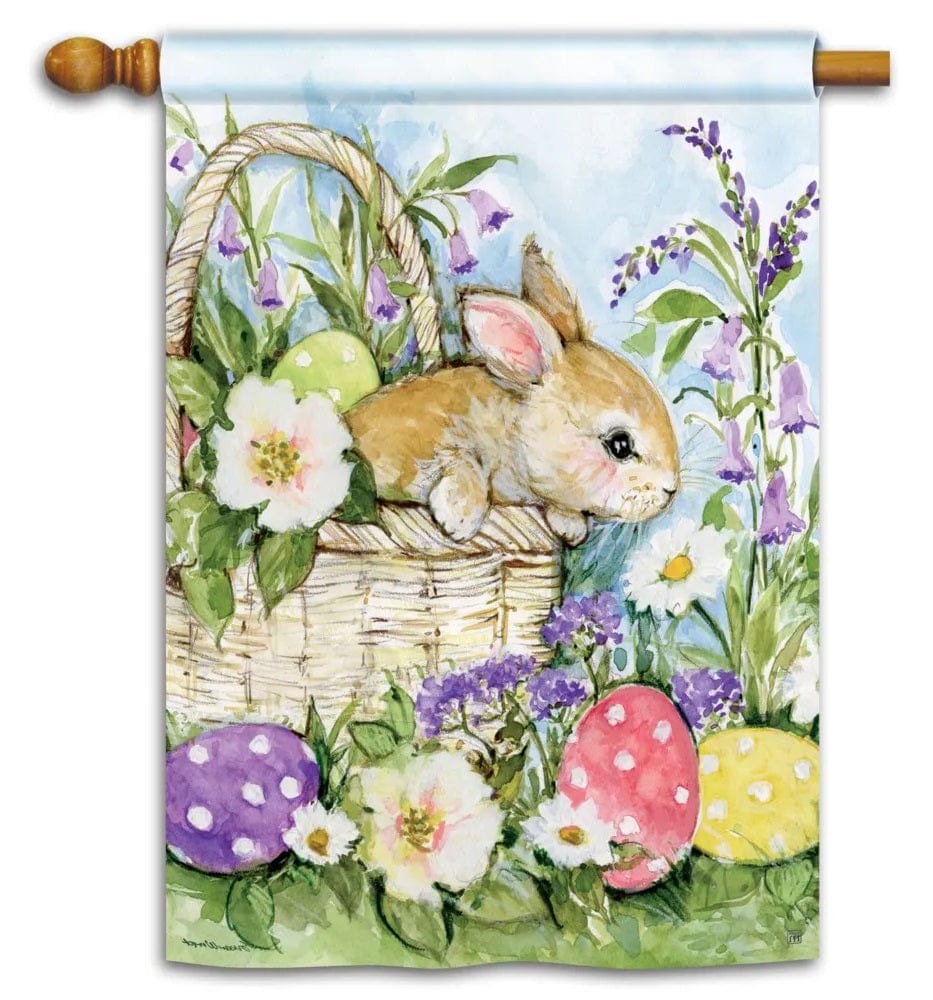 Bunny Basket Easter Banner 2 Sided Flag heartlandflags