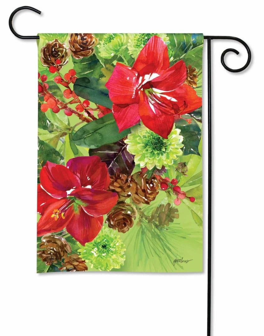 Christmas Amaryllis Bouquet Garden 2 Sided Gail Flores heartlandflags