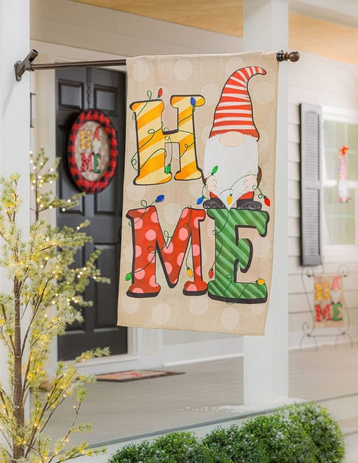 Christmas Home Gnome Flag 2 Sided Burlap House Banner heartlandflags