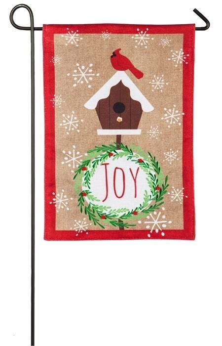 Christmas Joyful Cardinal 2 Sided Garden Flag Burlap heartlandflags