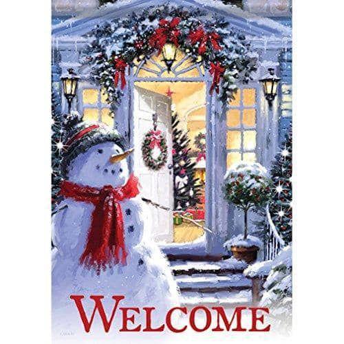 Christmas Snowman Entrance Garden Flag 2 Sided Welcome heartlandflags