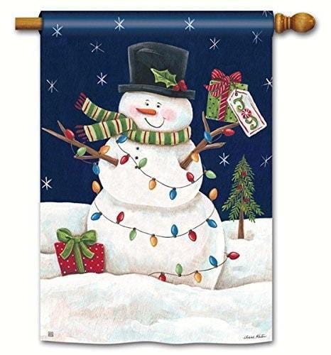 Christmas Snowman Lights Vertical House Banner heartlandflags