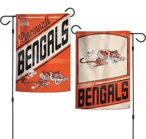 Cincinnati Bengals Garden Flag 2 Sided Retro Vintage Logo heartlandflags