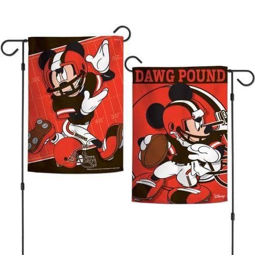 Cleveland Browns Garden Flag 2 Sided Mickey Mouse DAWG POUND Disney heartlandflags