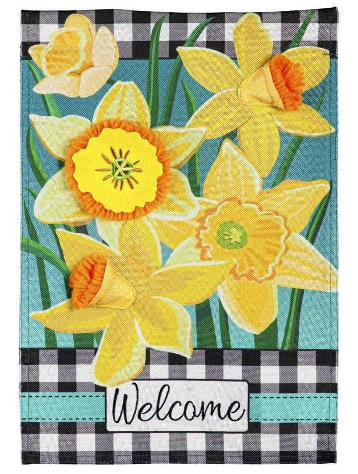 Daffodil Garden Spring Garden Flag 2 Sided Burlap heartlandflags