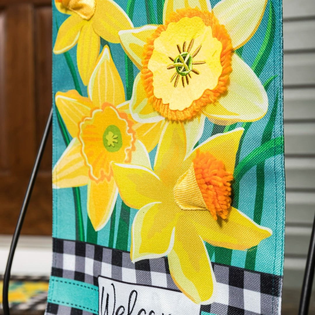 Daffodil Garden Spring Garden Flag 2 Sided Burlap heartlandflags