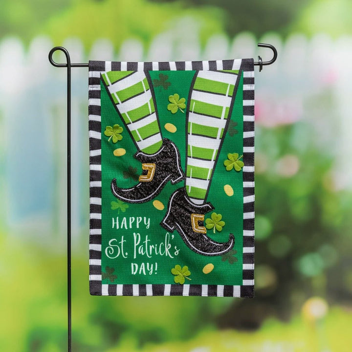 Dancing St Patricks Day Garden Flag 2 Sided Burlap heartlandflags